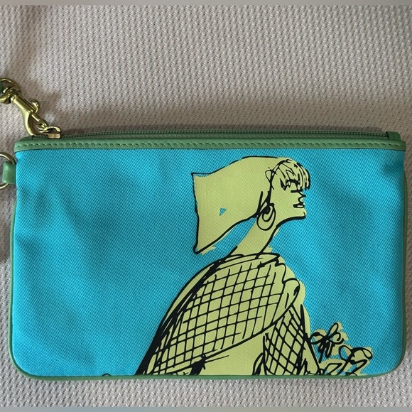 Handbags - NWT Coach Bonnie Cashin Large Slim Wristlet Kisslock Coin Pouch in Blue Green